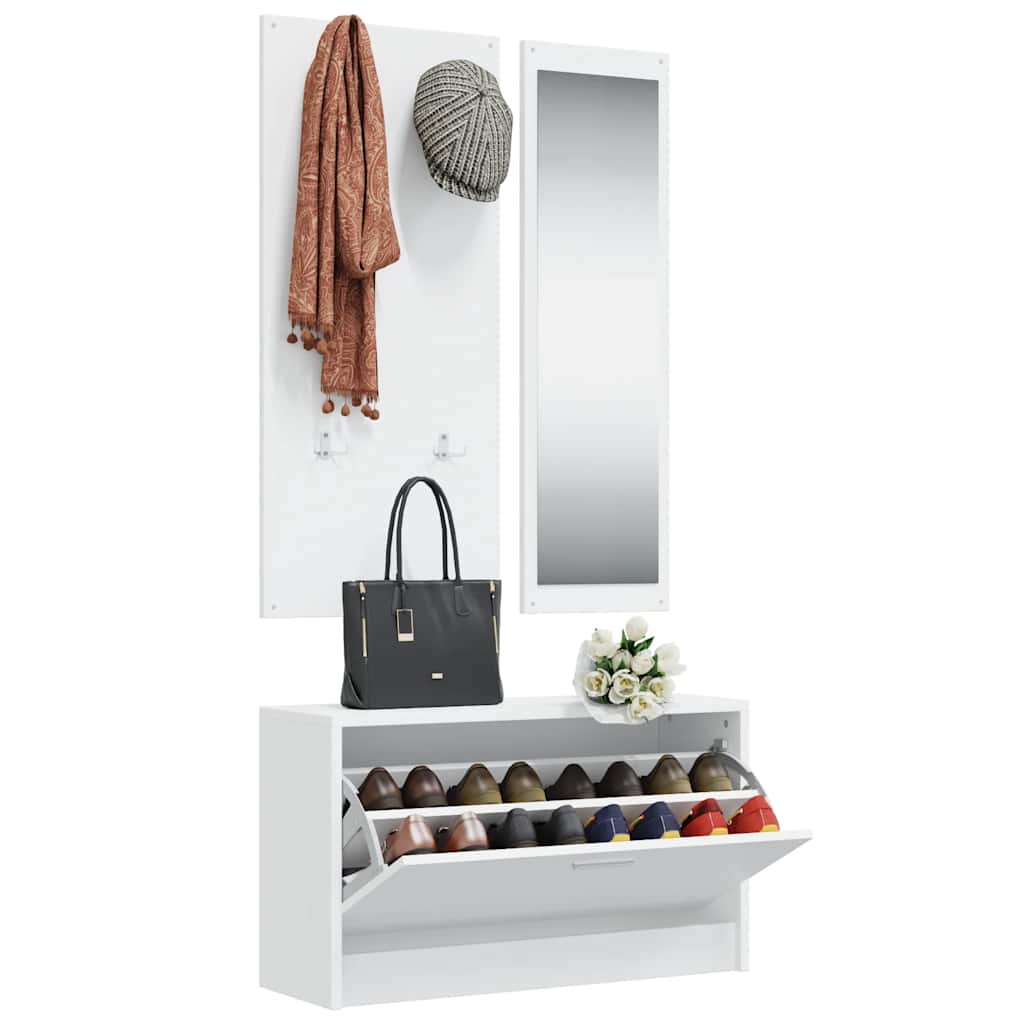 Conjunto de sapateira 3 em 1 derivados madeira branco