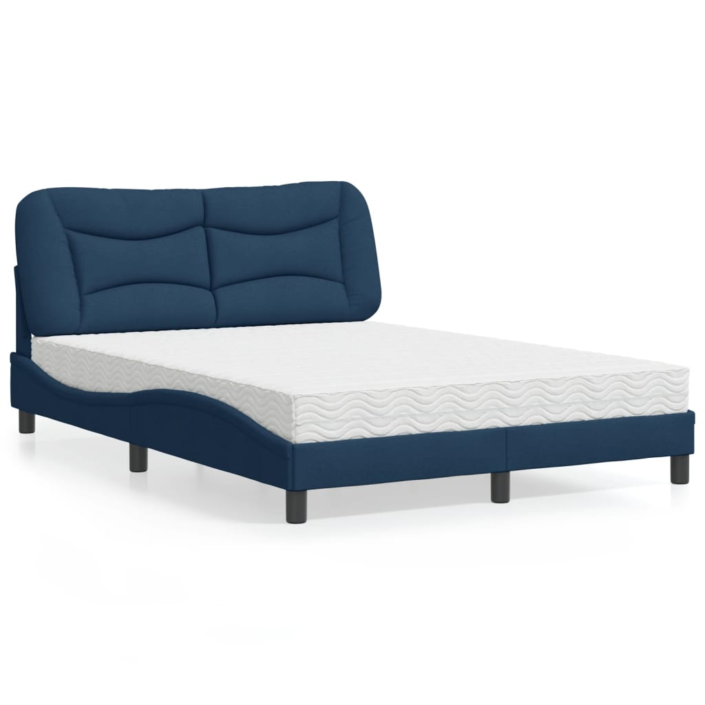 Cama com colchão hvar 140x200 cm tecido azul