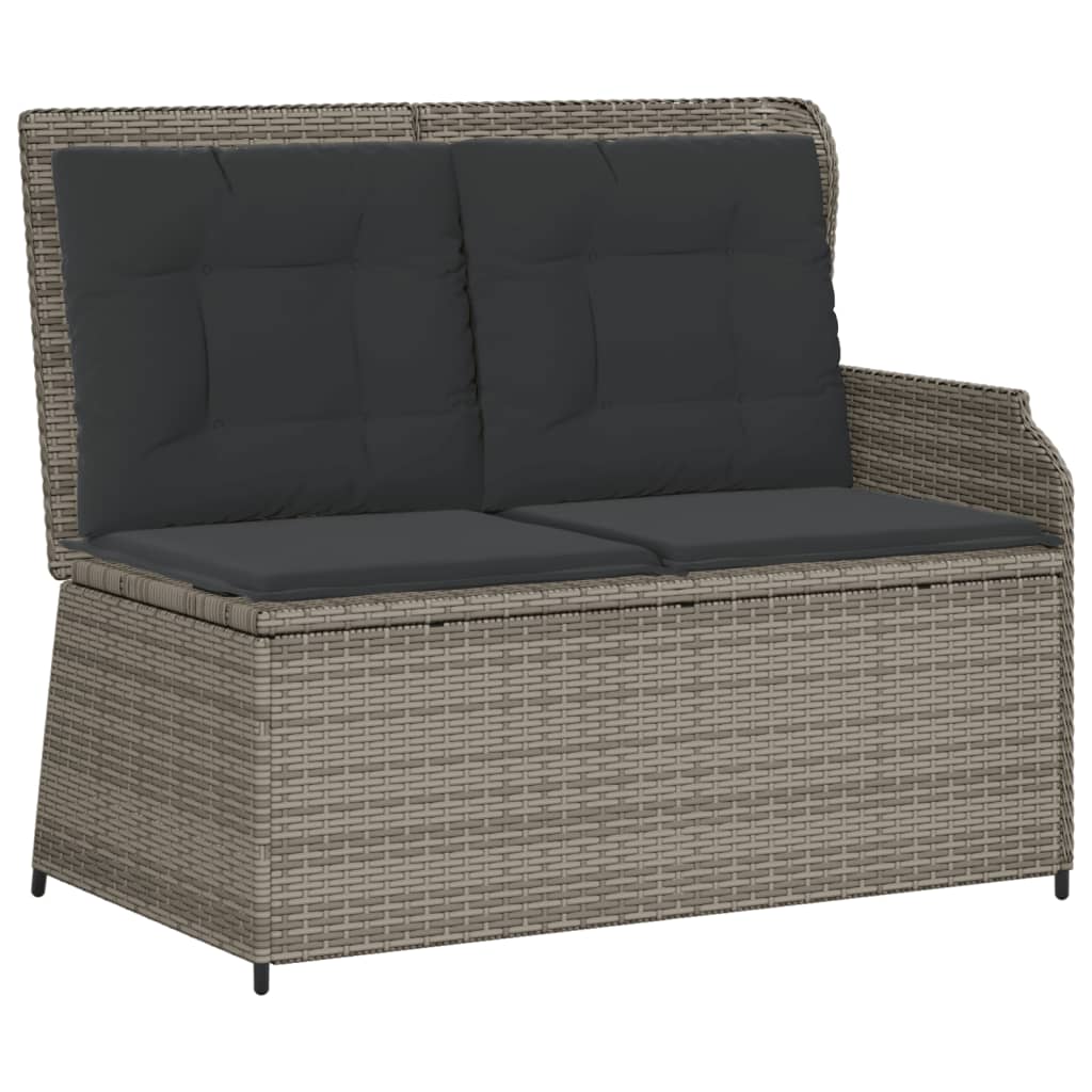 5 Pcs conjunto lounge de jardim c/ almofadões vime PE cinzento
