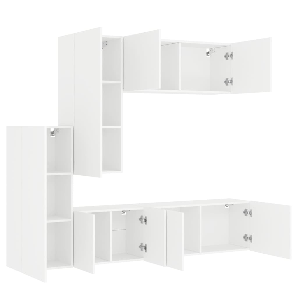 5 Pcs móveis de parede p/ TV derivados de madeira branco