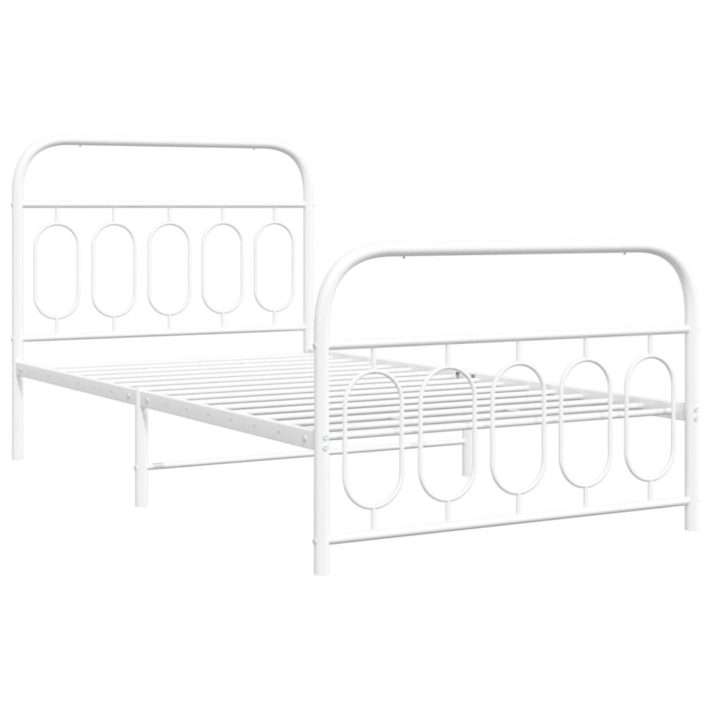 Estrutura de cama com cabeceira e pés 100x200 cm metal branco