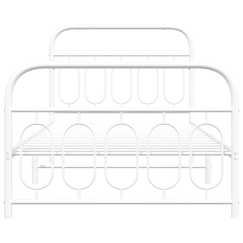 Estrutura de cama com cabeceira e pés 100x200 cm metal branco
