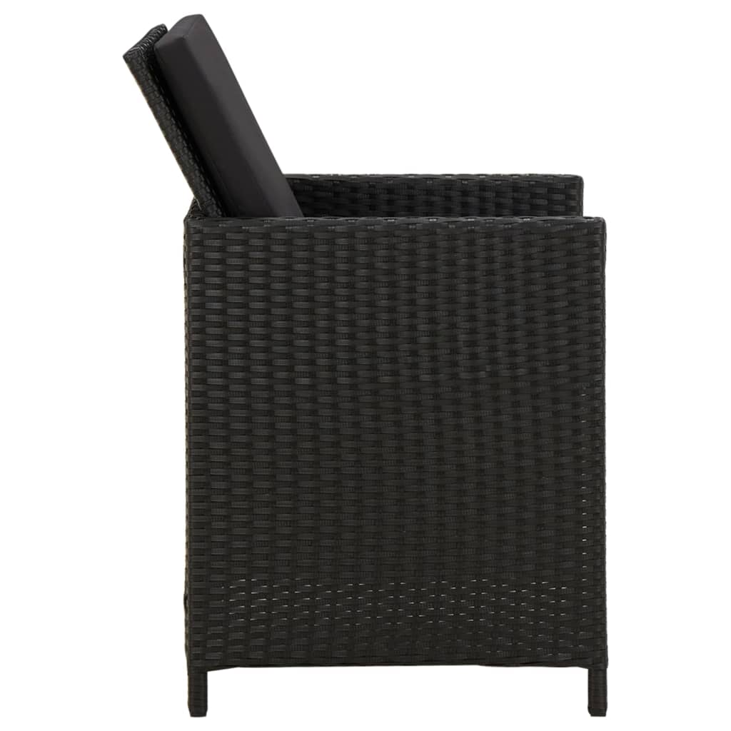 Cadeiras de jardim com almofadões 4 pcs vime PE preto