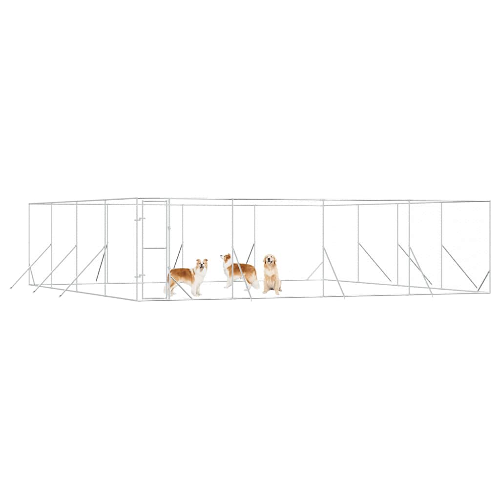 Canil de exterior 8x8x2 m aço galvanizado prateado