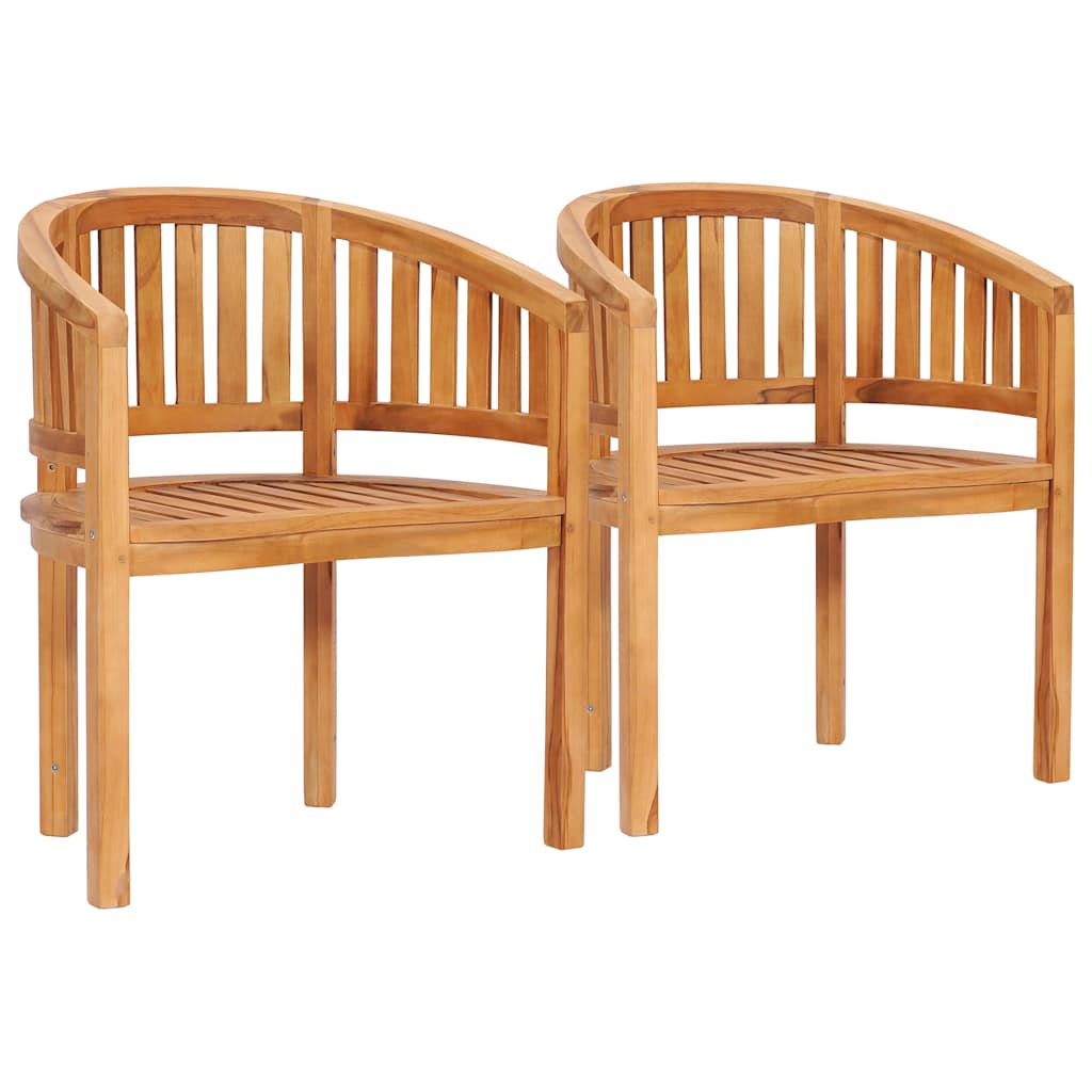 5 Pcs conj. lounge de jardim formato banana teca maciça