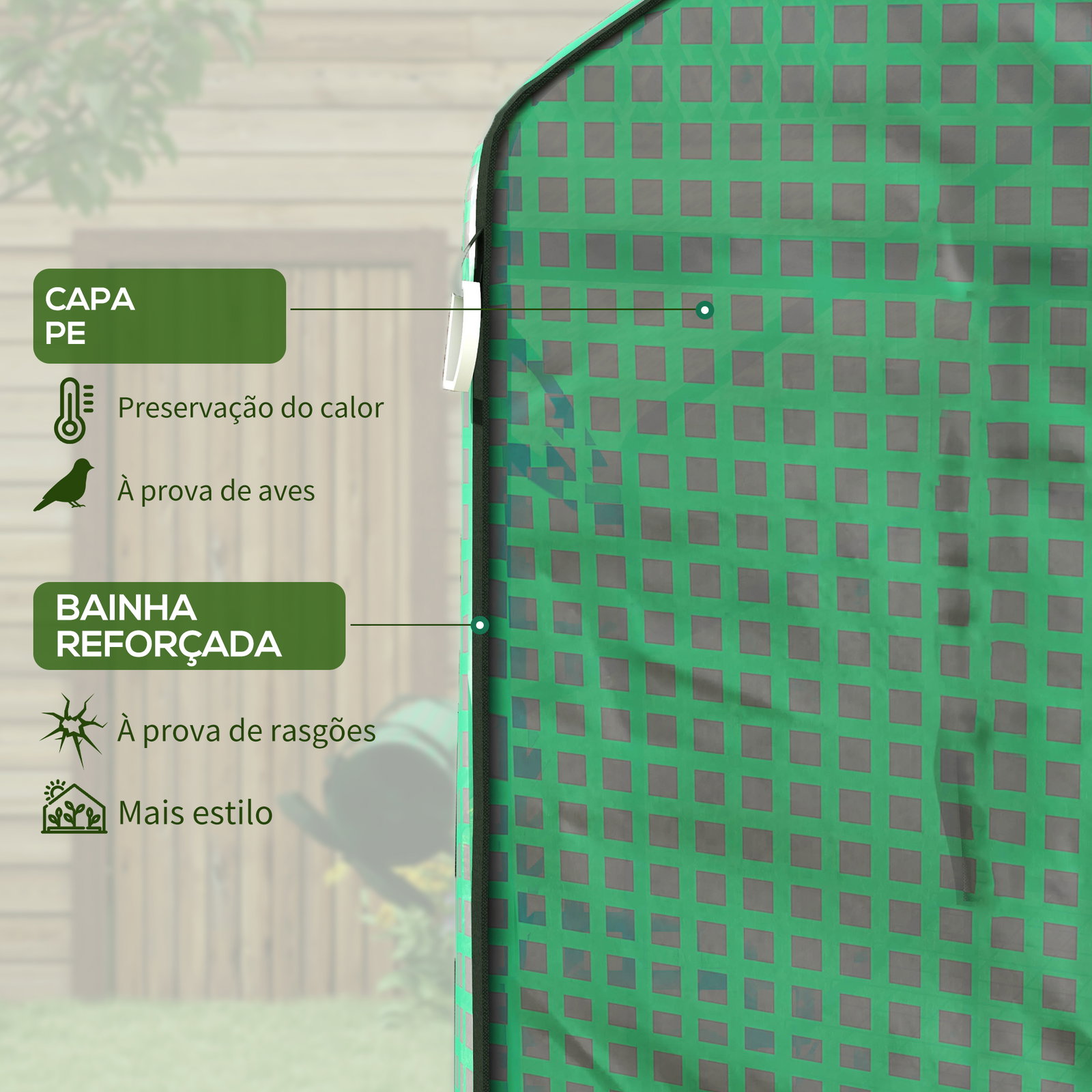 Cobertura de substituição para estufa 140x143x190 cm com janela porta anti-UV proteção de plantas para jardim verde