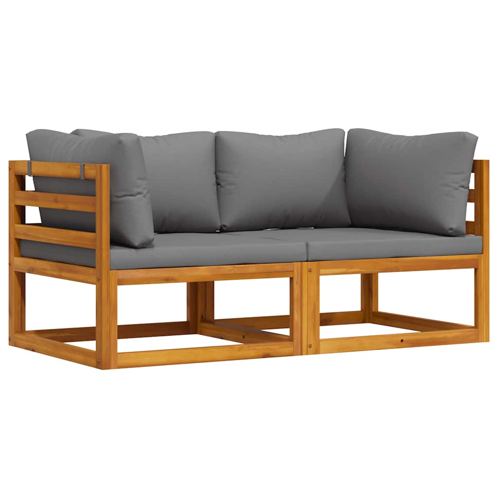 Sofás de canto seccionais c/ almofadões 2 pcs cinzento-escuro