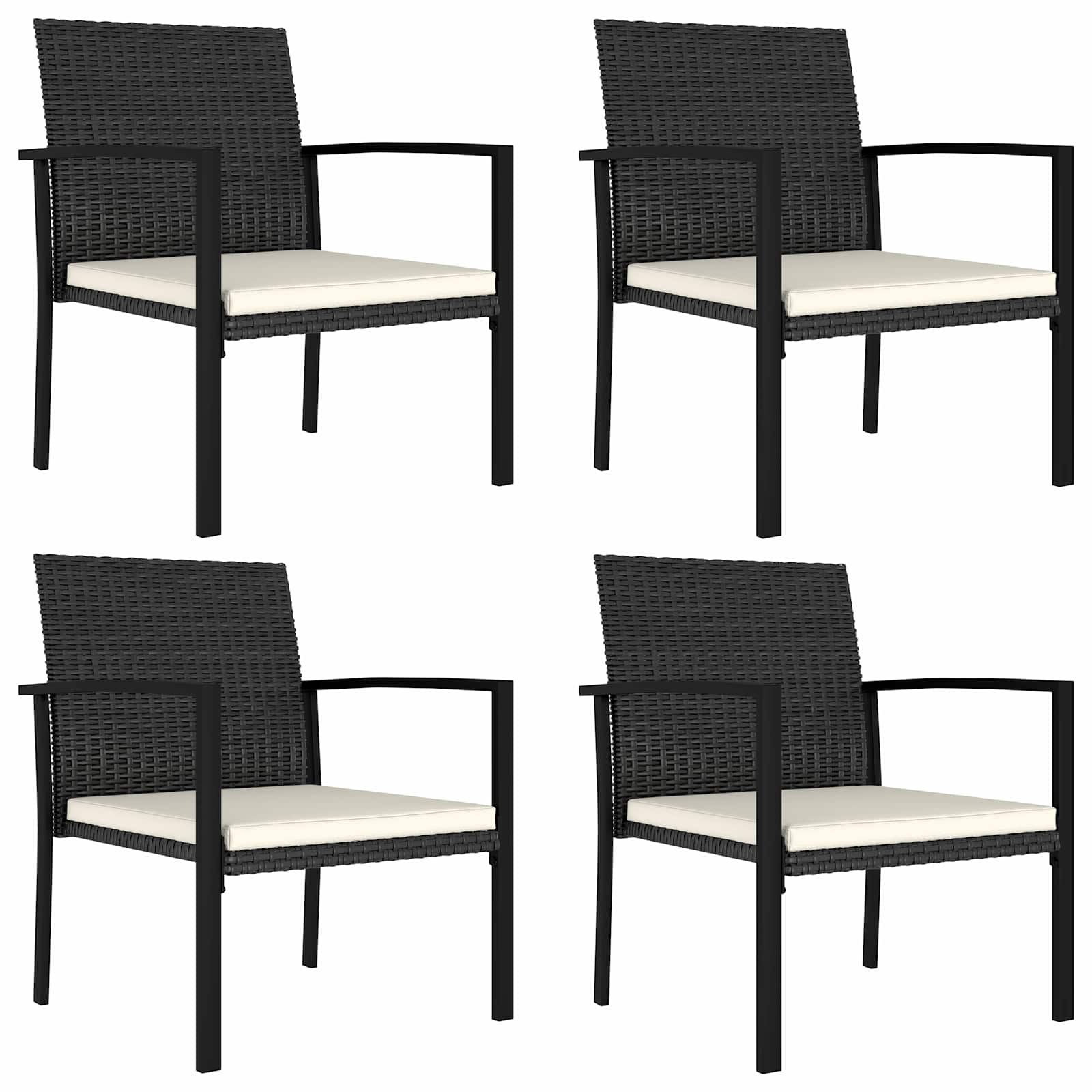 5 Pcs conjunto de jantar para jardim vime PE preto