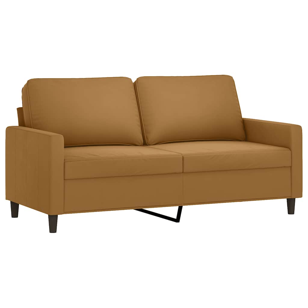 2 Pcs conjunto de sofás com almofadões veludo castanho