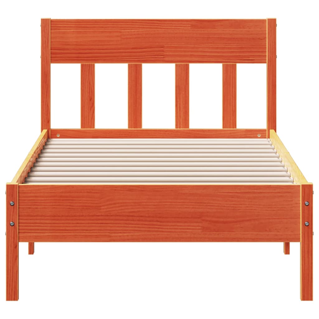 Cama sem colchão 100x200 cm pinho maciço castanho-mel