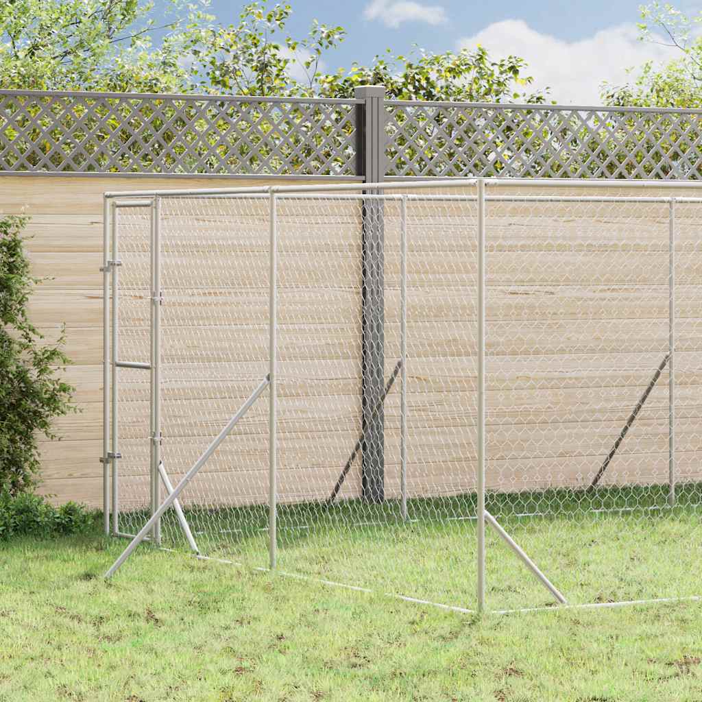 Canil de exterior 4x12x2 m aço galvanizado prateado