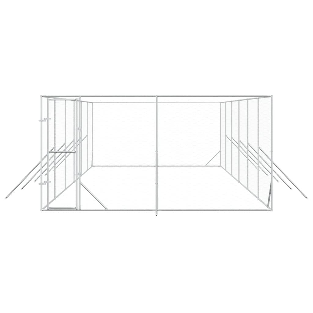 Canil de exterior 4x12x2 m aço galvanizado prateado