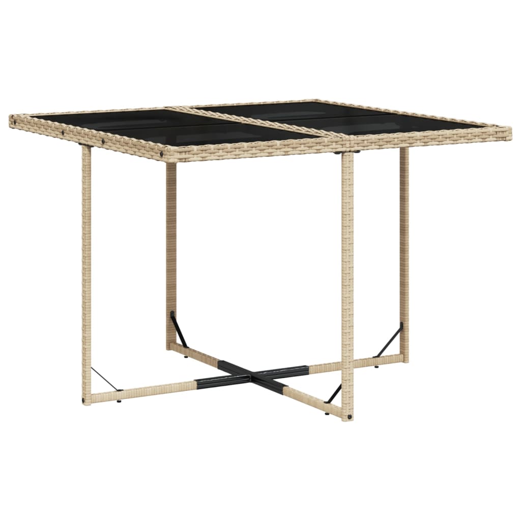 9 Pcs conjunto de jantar p/ jardim com almofadões vime PE bege