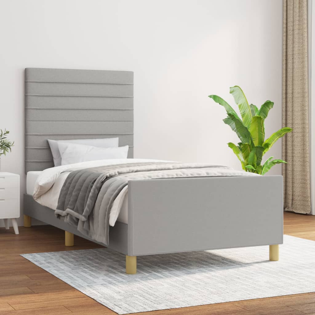 Estrutura de cama sem colchão 80x200 cm tecido cinzento-claro