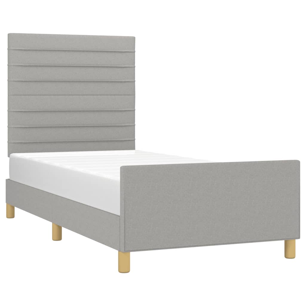 Estrutura de cama sem colchão 80x200 cm tecido cinzento-claro