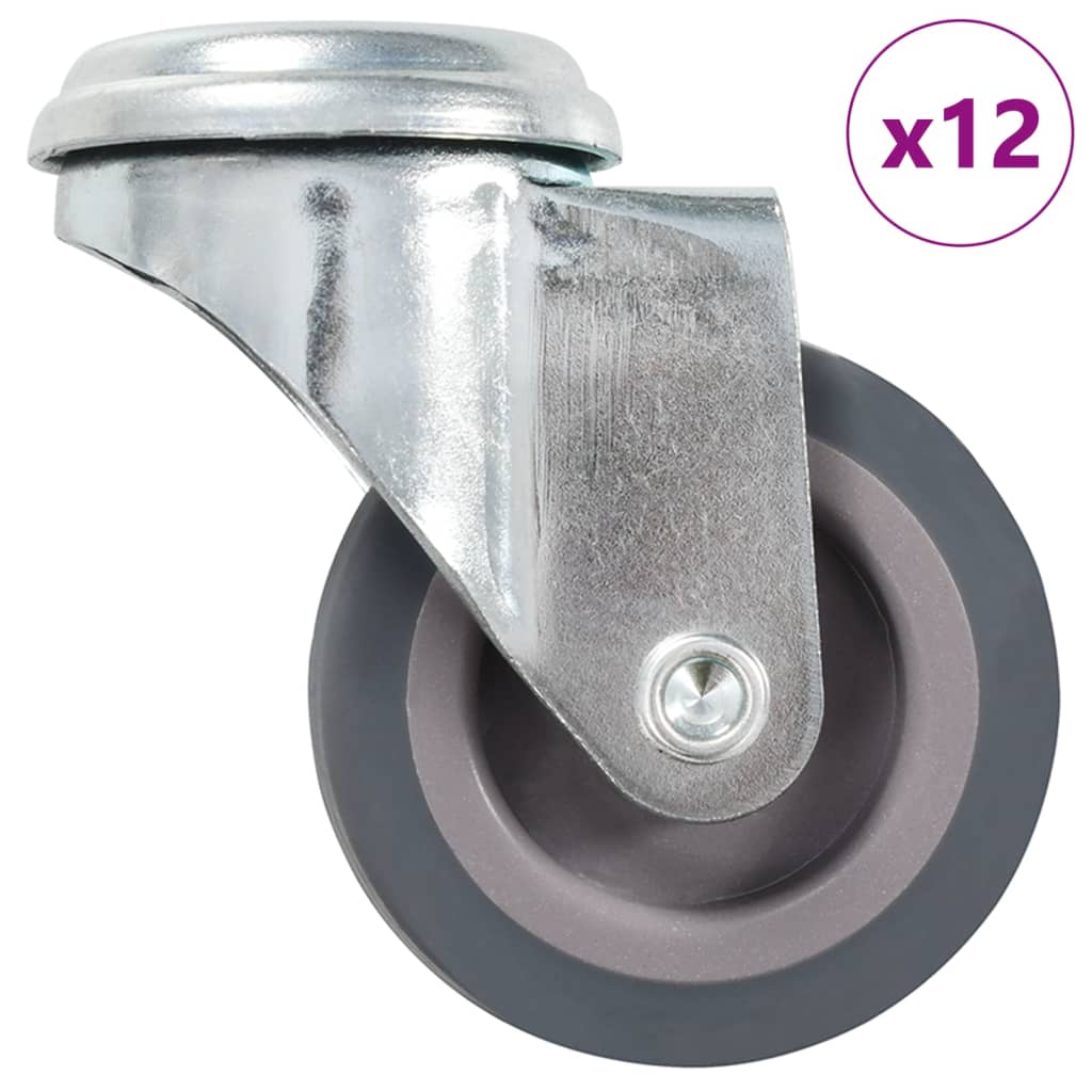 12 Pcs rodas giratórias com furo roscado 50 mm