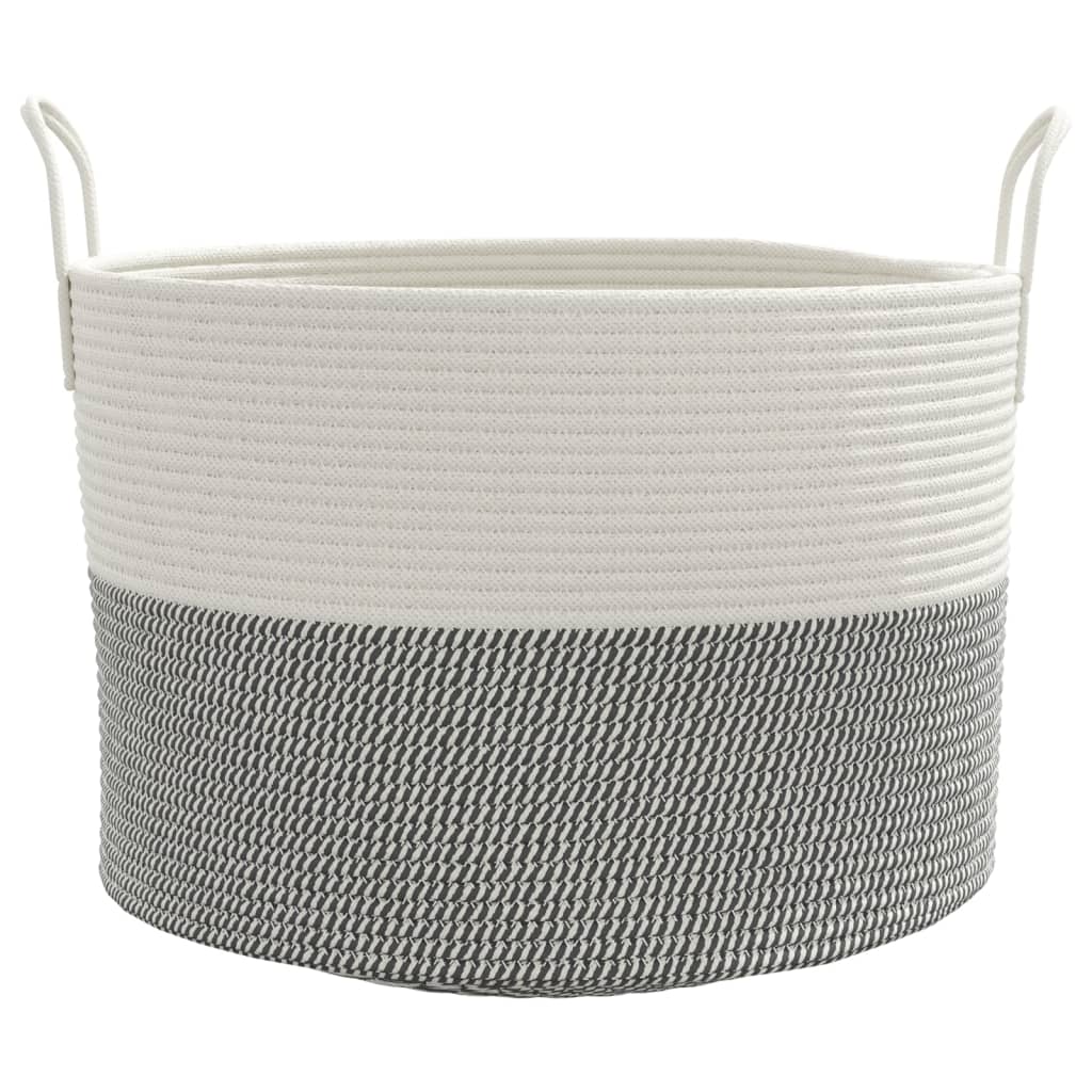 Cesto de arrumação ø51x33 cm algodão cinzento e branco