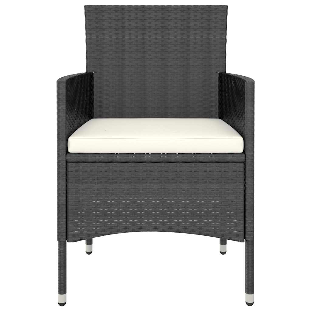 5 Pcs conjunto jantar p/ jardim vime PE e vidro temperado preto