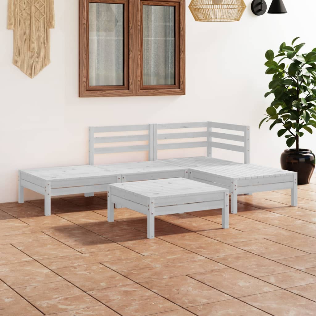 5 Pcs conjunto lounge de jardim pinho maciço branco