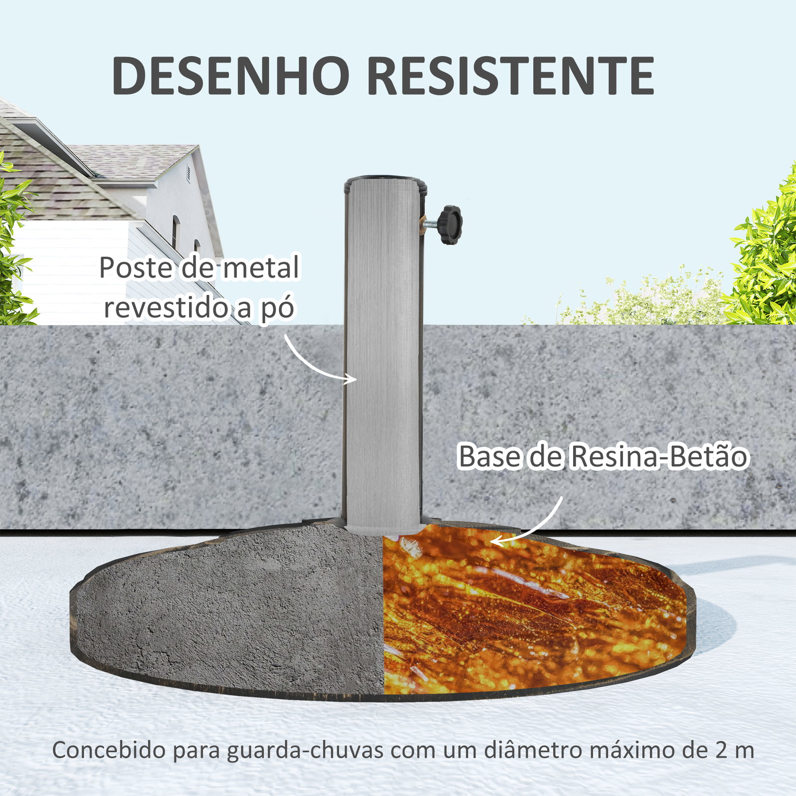 Base para chapéu de sol redonda suporte para chapéu de sol preenchível com cimento peso 12 kg ø46x33 cm bronze