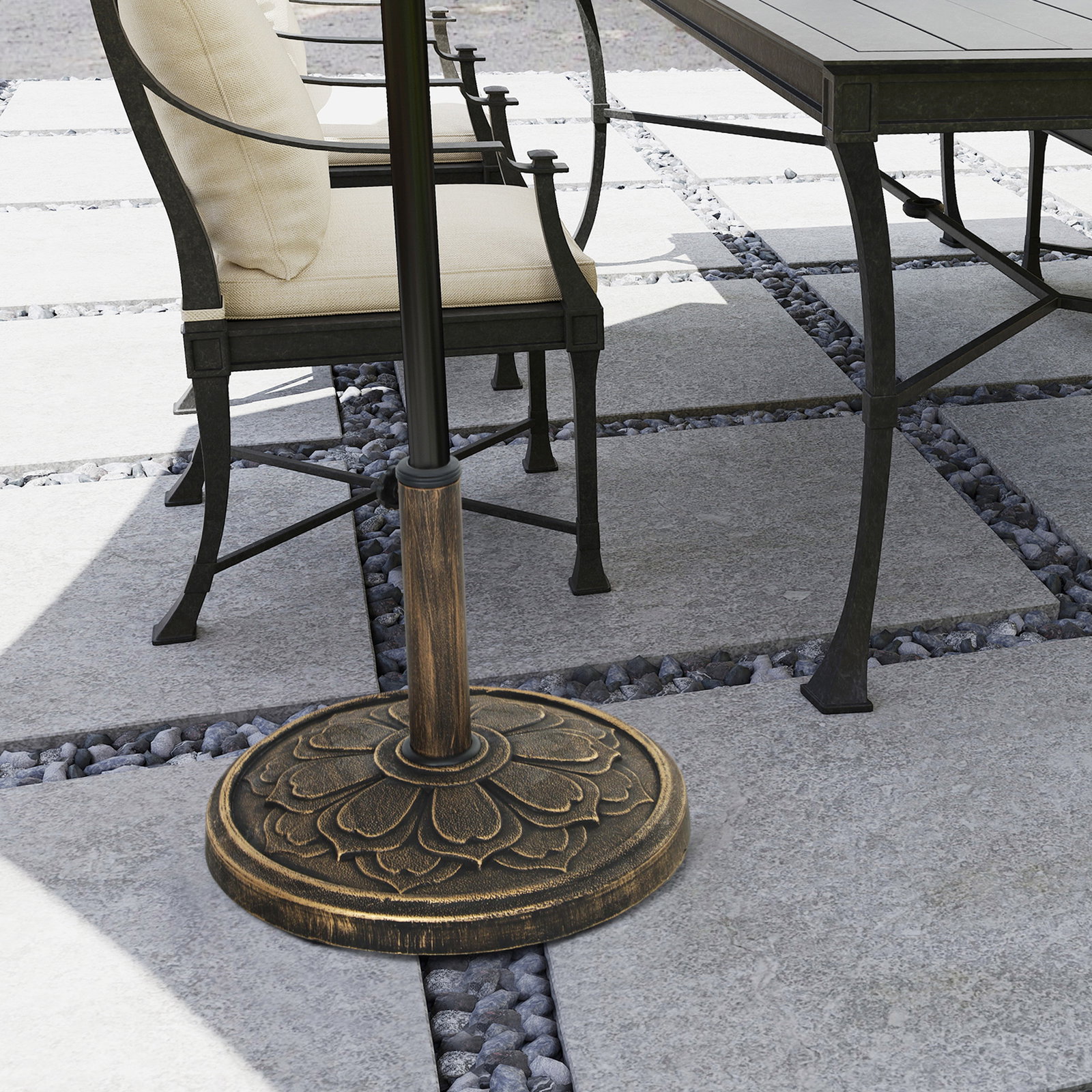 Base para chapéu de sol redonda suporte para chapéu de sol preenchível com cimento peso 12 kg ø46x33 cm bronze