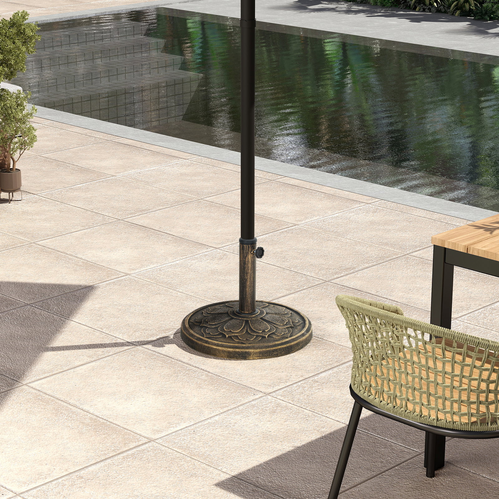 Base para chapéu de sol redonda suporte para chapéu de sol preenchível com cimento peso 12 kg ø46x33 cm bronze