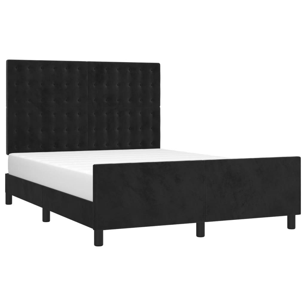 Estrutura de cama sem colchão 140x190 cm veludo preto