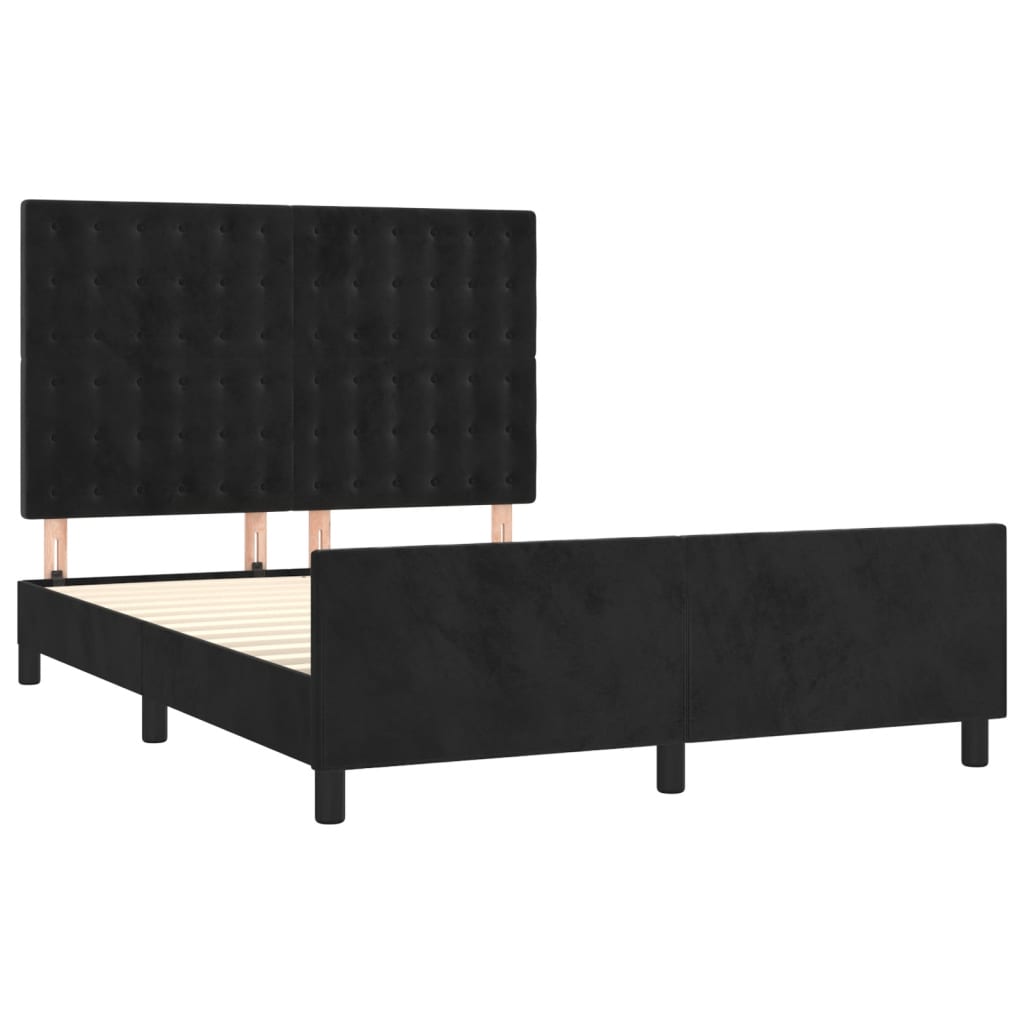 Estrutura de cama sem colchão 140x190 cm veludo preto