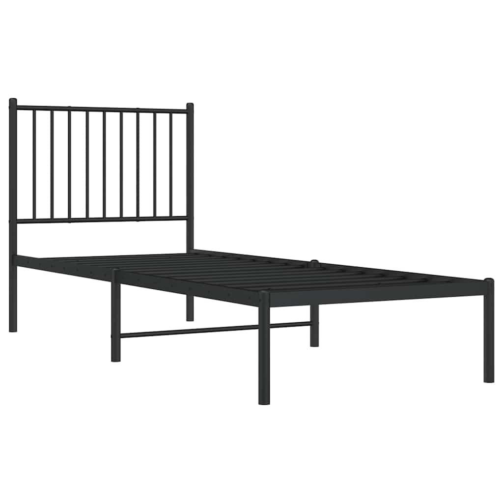 Estrutura de cama com cabeceira 80x200 cm metal preto