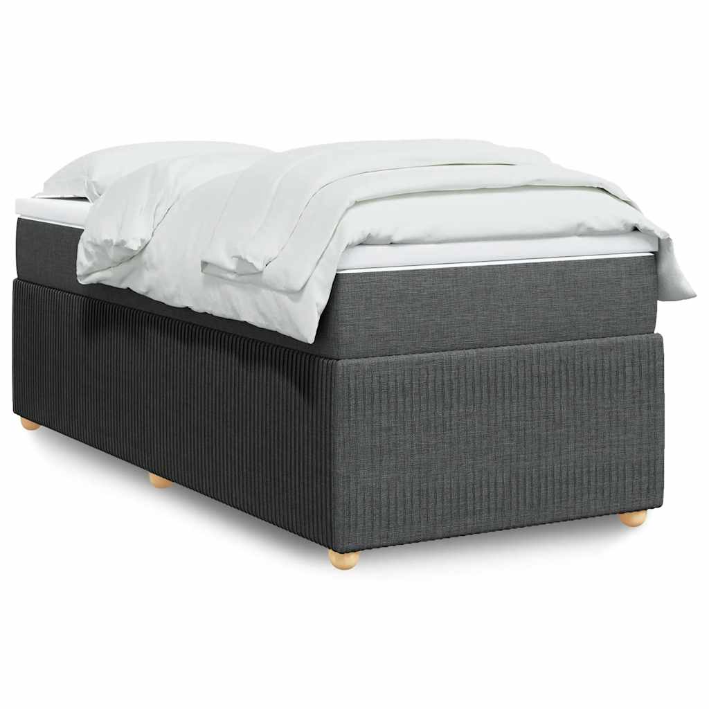 Cama com molas/colchão 90x190 cm tecido cinza-escuro