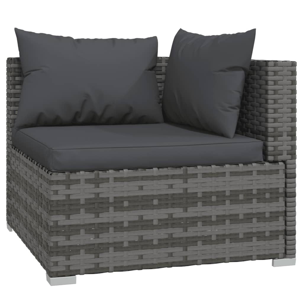 8 Pcs conjunto lounge de jardim c/ almofadões vime PE cinzento