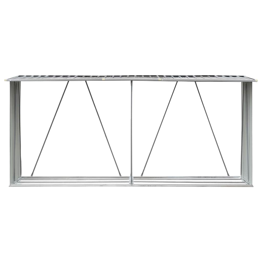 Abrigo jardim p/ arrumação de troncos aço 330x84x152cm cinzento