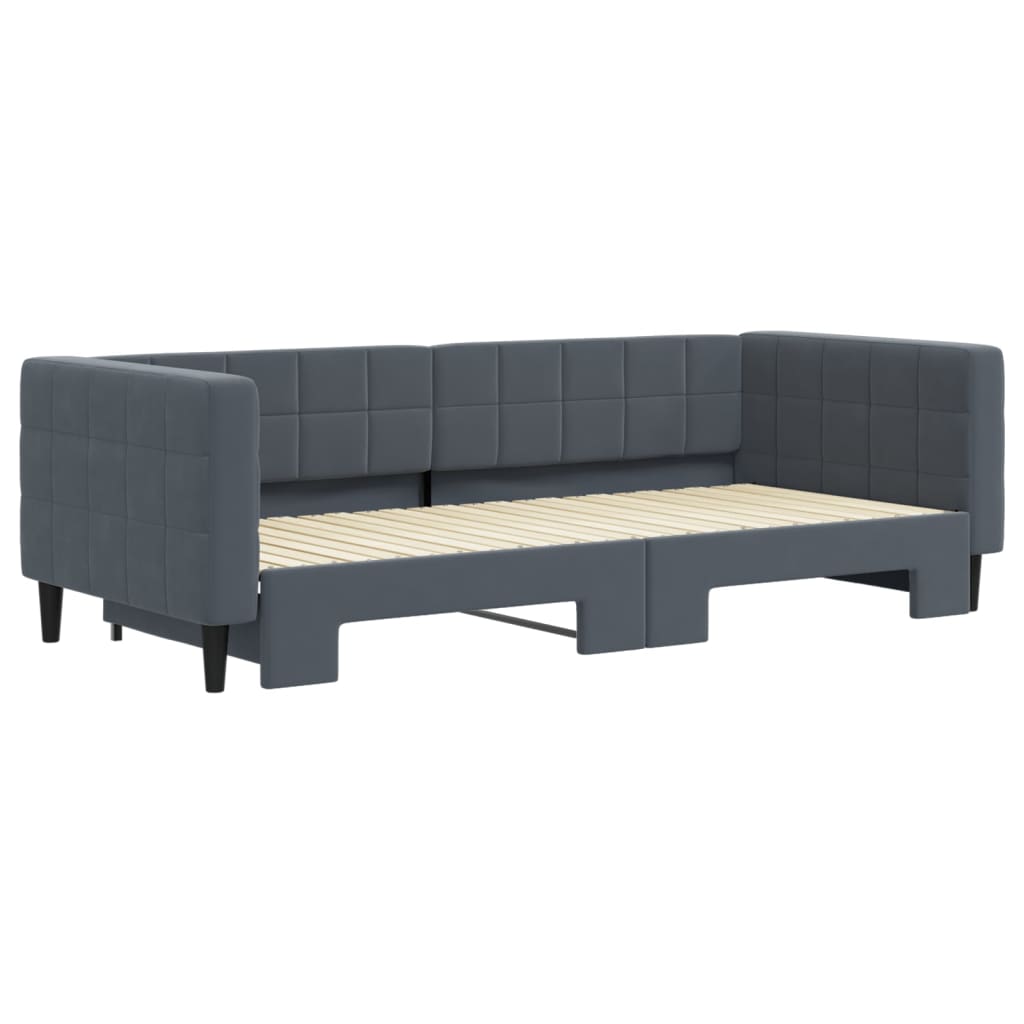 Sofá-cama com gavetão 90x200 cm veludo cinzento-escuro