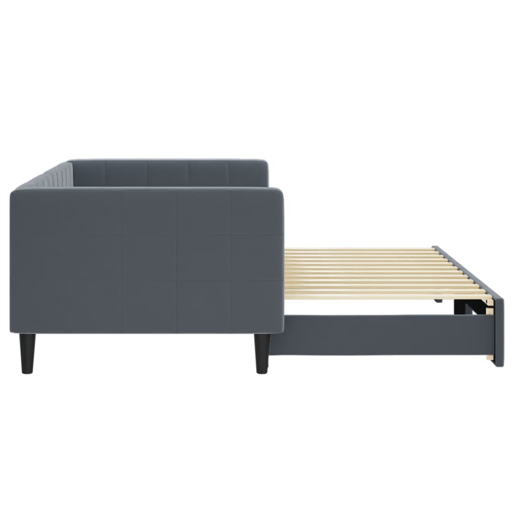 Sofá-cama com gavetão 90x200 cm veludo cinzento-escuro