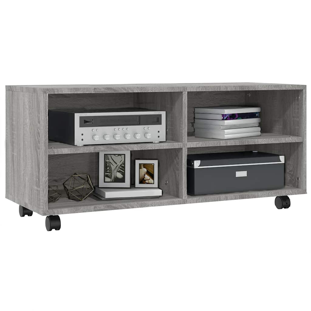 Móvel de TV com rodas 90x35x35cm derivados madeira cinza sonoma
