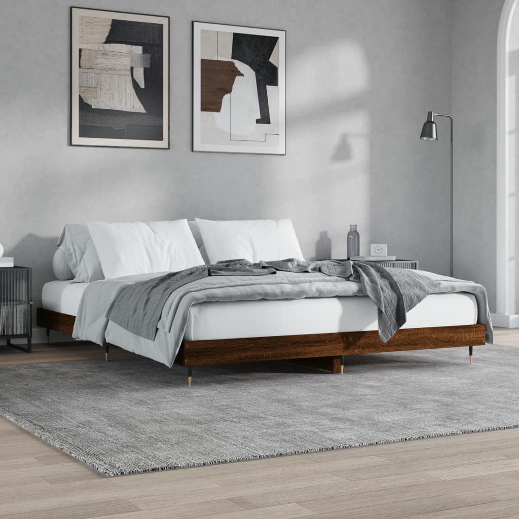 Estrutura cama s/ colchão derivados madeira carvalho castanho