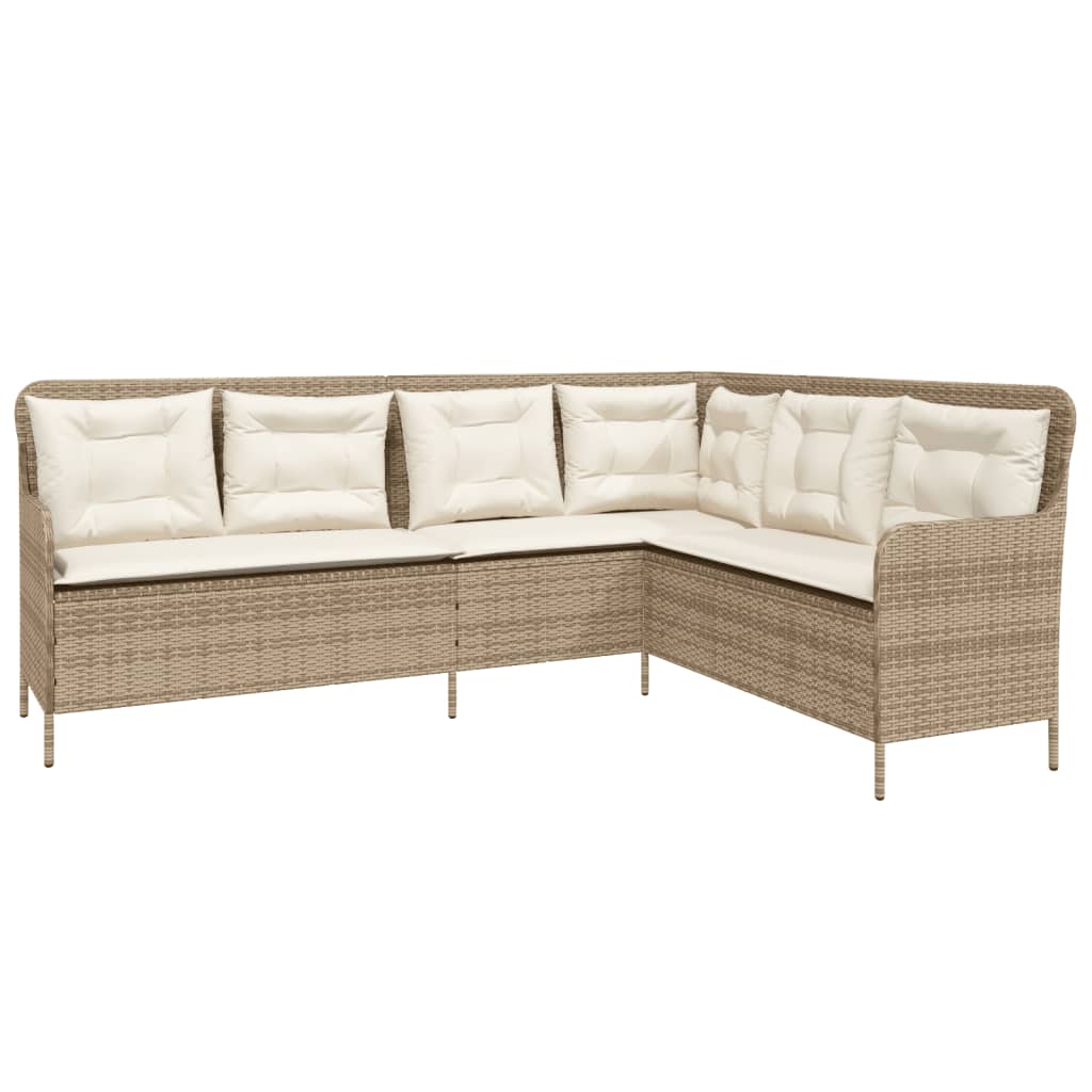 2 Pcs conjunto de sofás p/ jardim com almofadões vime PE bege