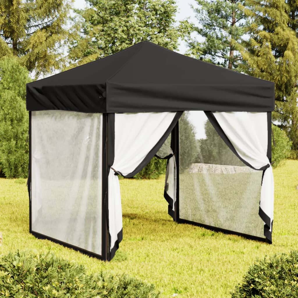 Tenda para festas dobrável com paredes laterais 2x2 m preto