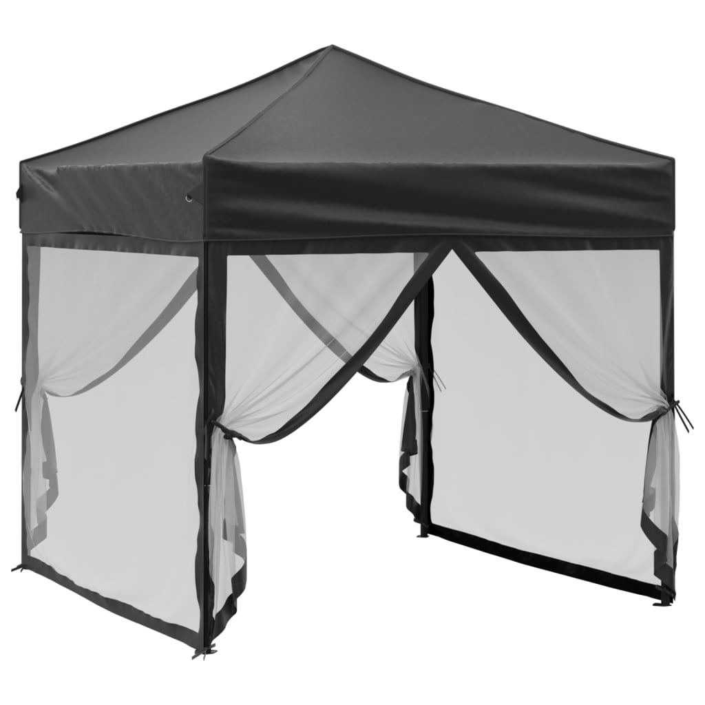 Tenda para festas dobrável com paredes laterais 2x2 m preto