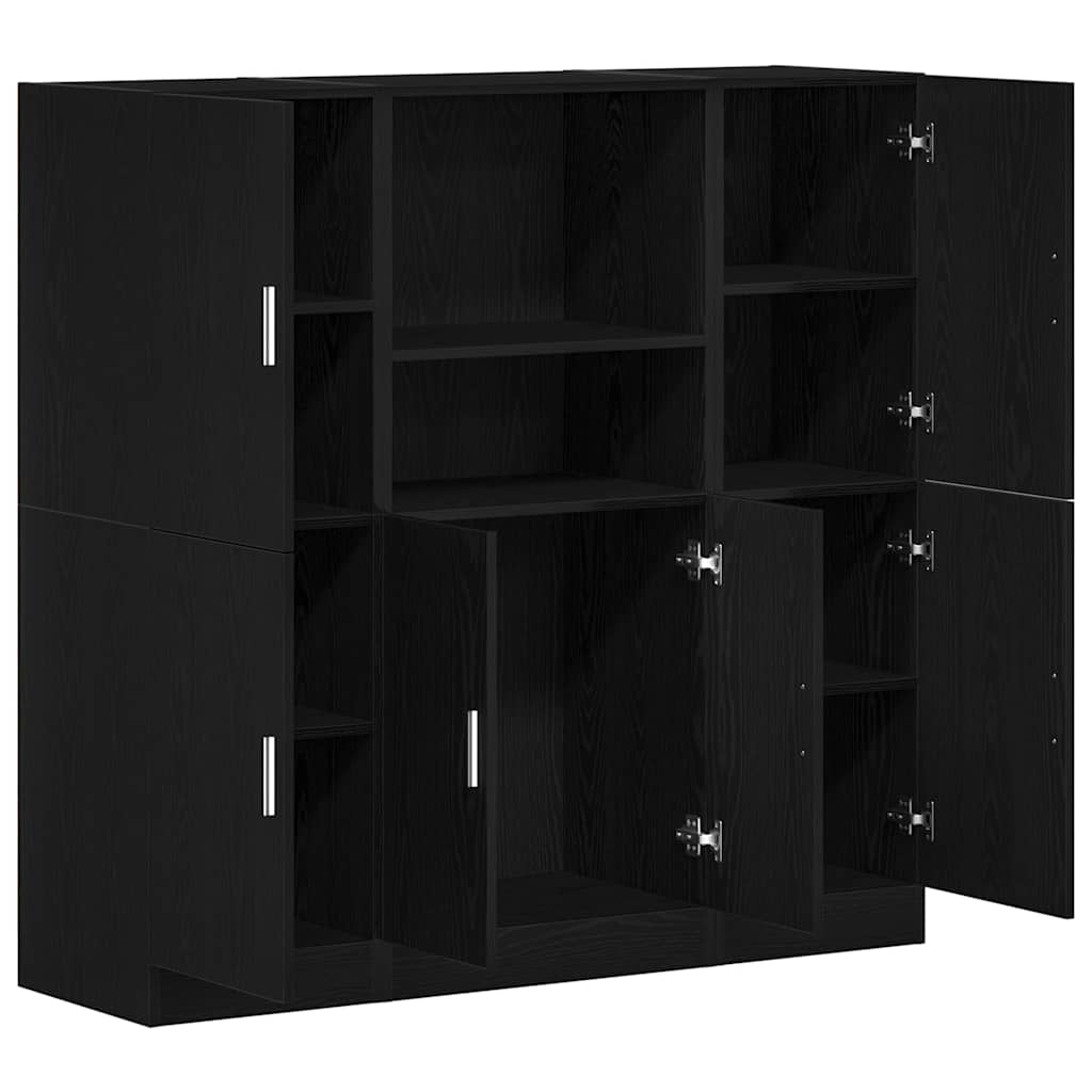 3 Pcs armário de cozinha conjunto derivados de madeira preto
