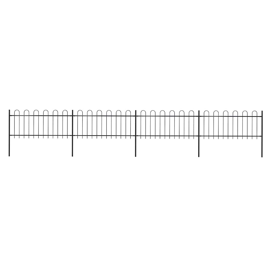 Cerca de jardim com arco superior em aço 671x80 cm preta