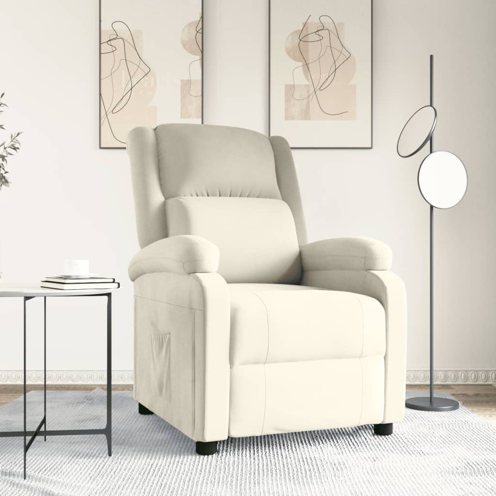 Poltrona reclinável veludo cor creme