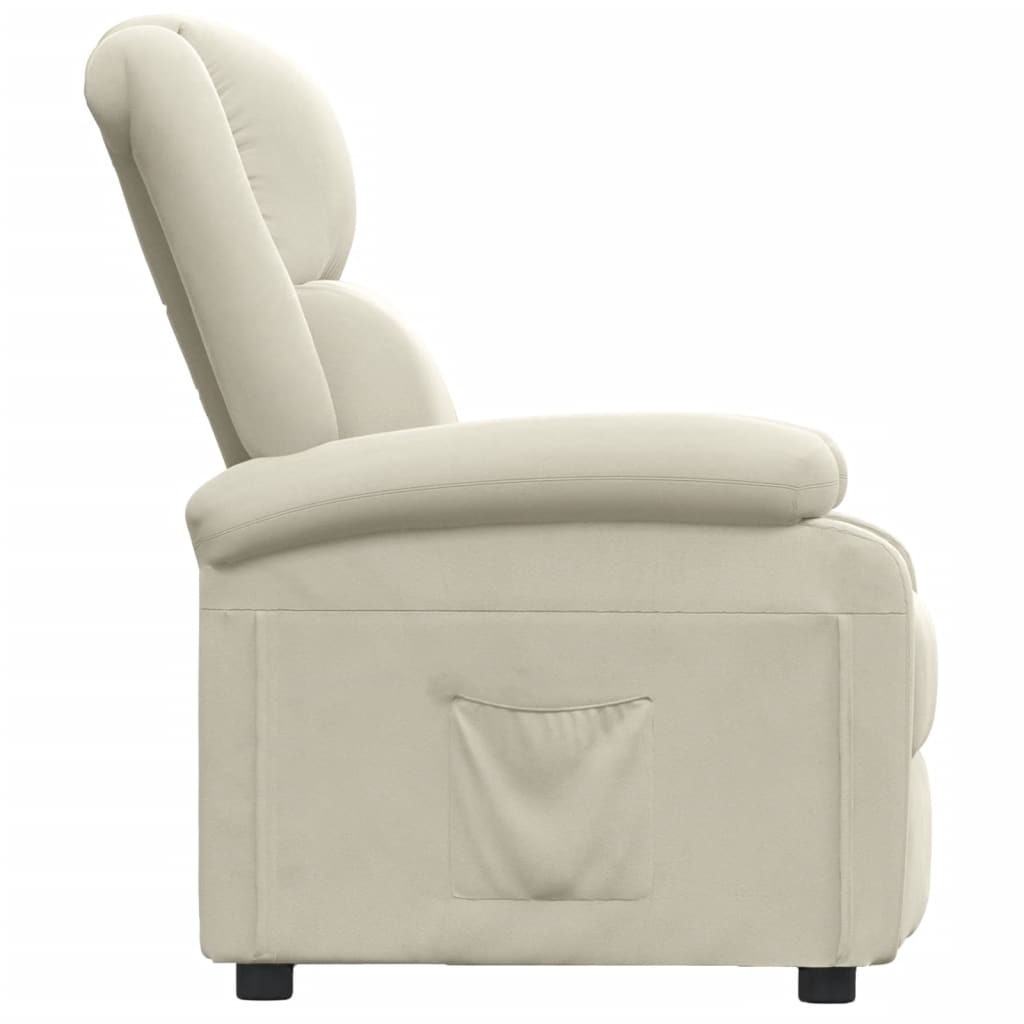 Poltrona reclinável veludo cor creme
