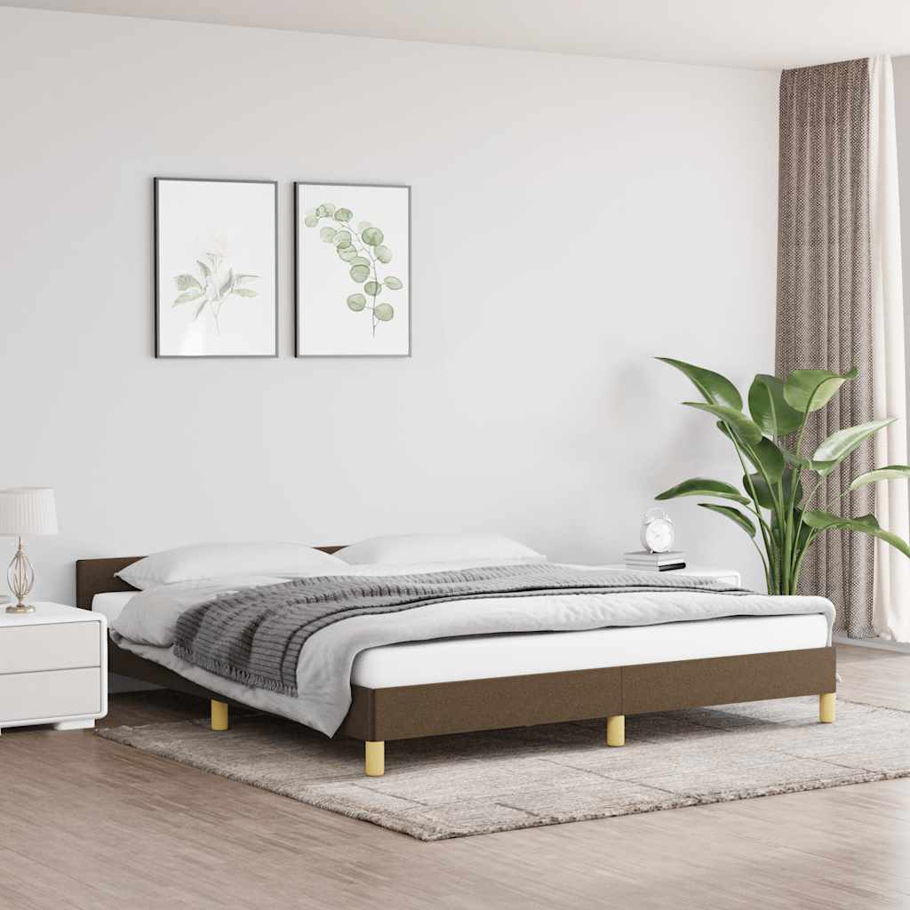 Estrutura de cama sem colchão 180x200 cm tecido castanho-escuro