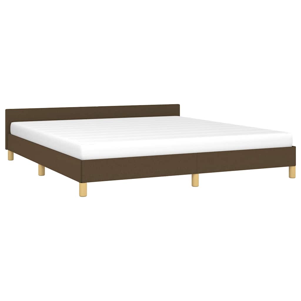 Estrutura de cama sem colchão 180x200 cm tecido castanho-escuro