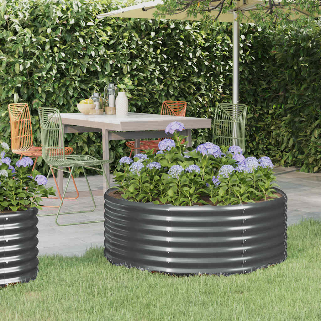 Canteiro elevado jardim 100x100x36 aço galvanizado antracite