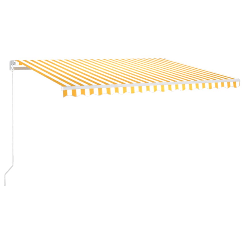 Toldo retrátil manual com LED 450x350 cm amarelo e branco
