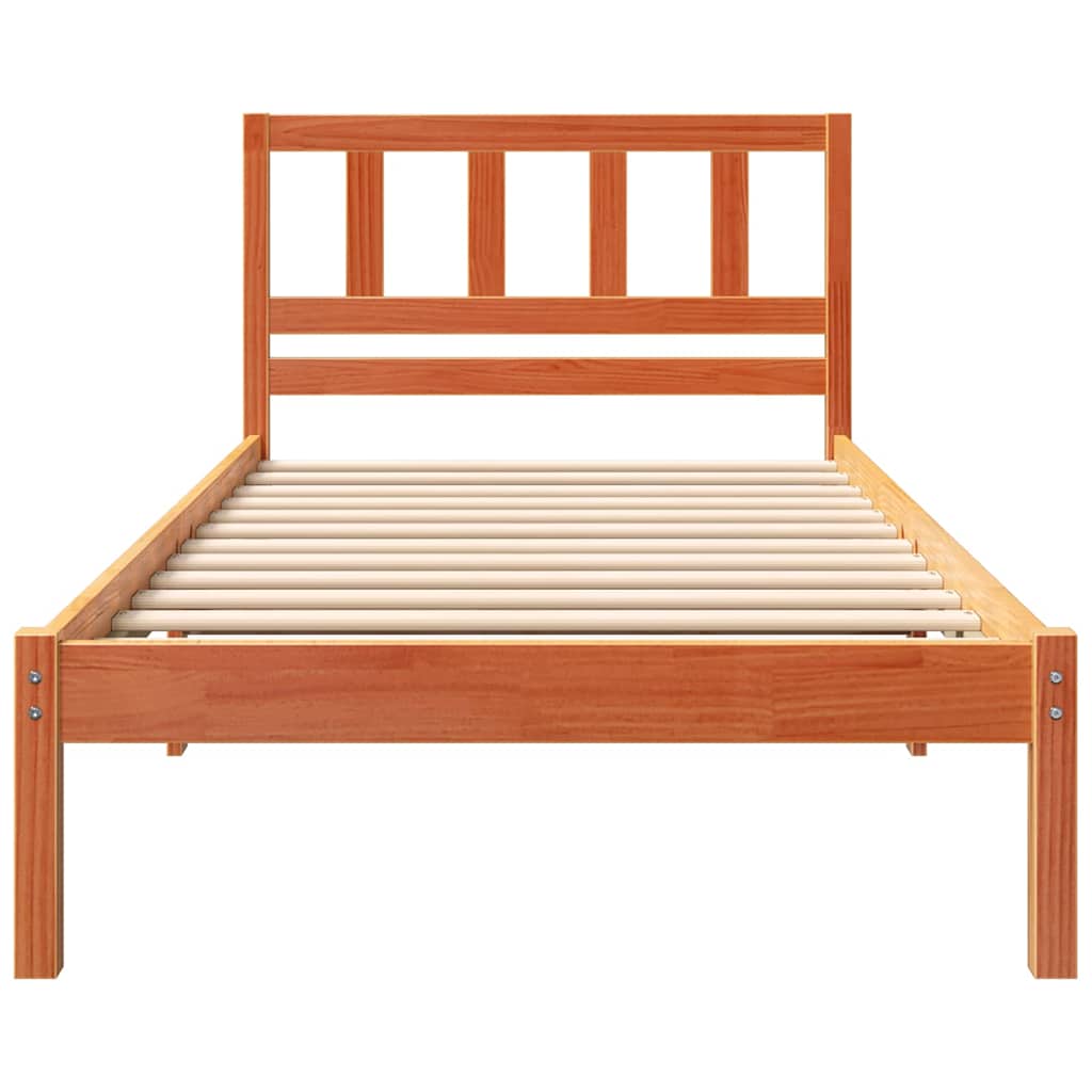 Estrutura da cama com cabeceira marrom cera 100 x 200 cm