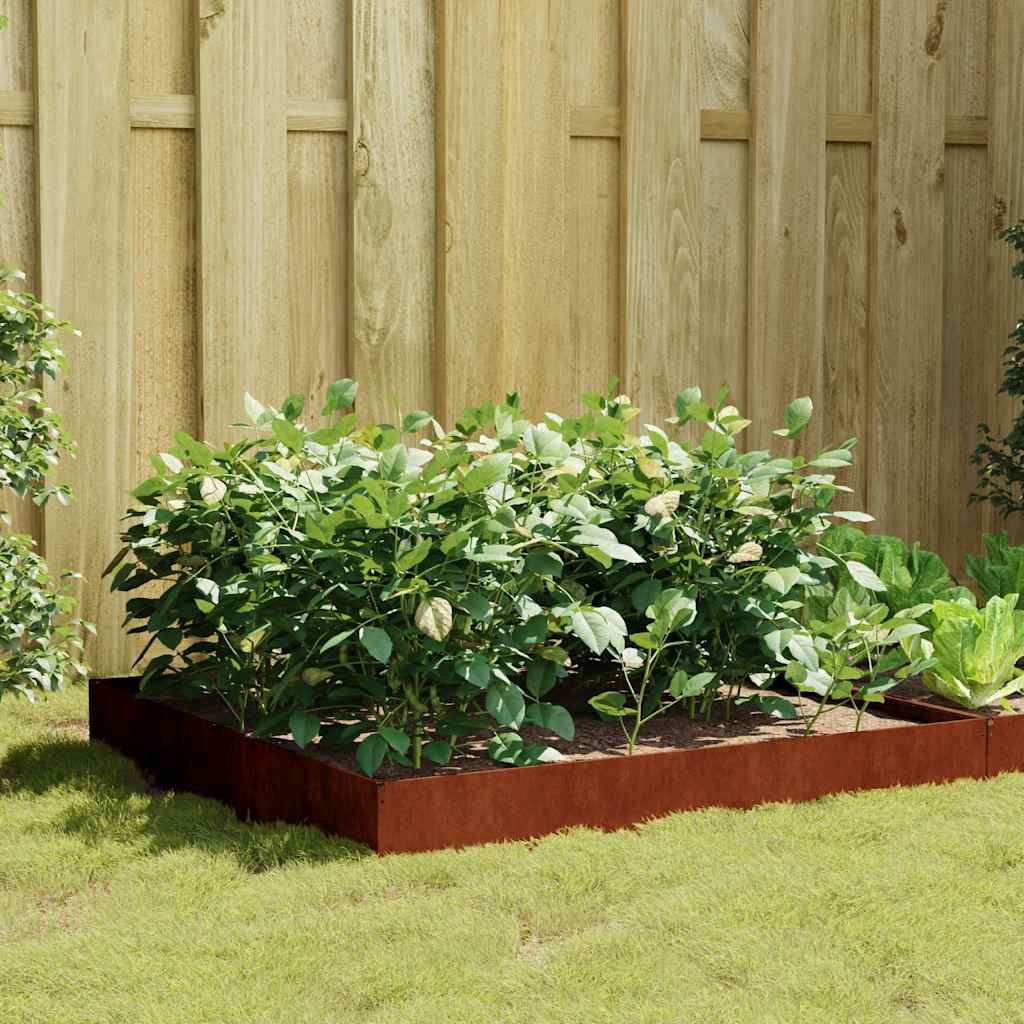 Canteiro elevado de jardim 100x100x26 cm aço corten