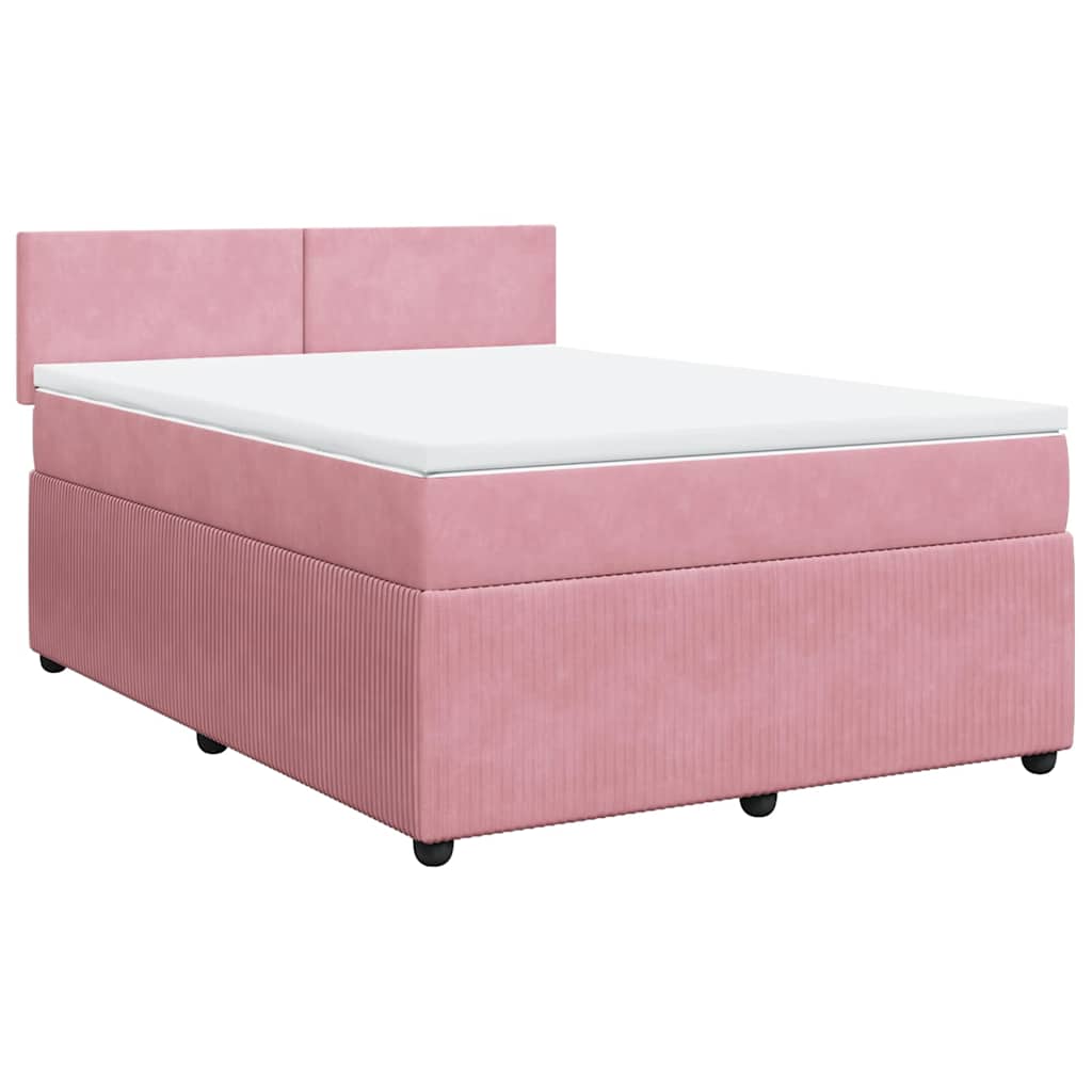 Cama com molas/colchão 160x200 cm veludo rosa